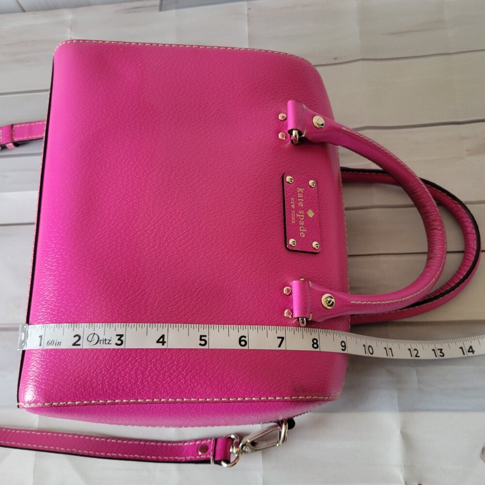 Kate Spade New York Pink Magenta Leather Satchel Purse w/ Detachable Crossbody - Picture 9 of 11
